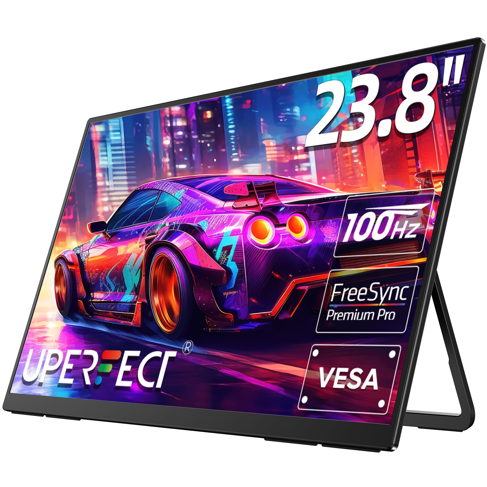 UPERFECT 22”2K Portable Monitor w/Kickstand & VESA, 2560*1440 QHD FreeSync IPS HDR Large Portable Gaming Monitor with HDMI Type C, 3 Narrow Edge External Matte Display for PC, Laptops, Phone, Switch