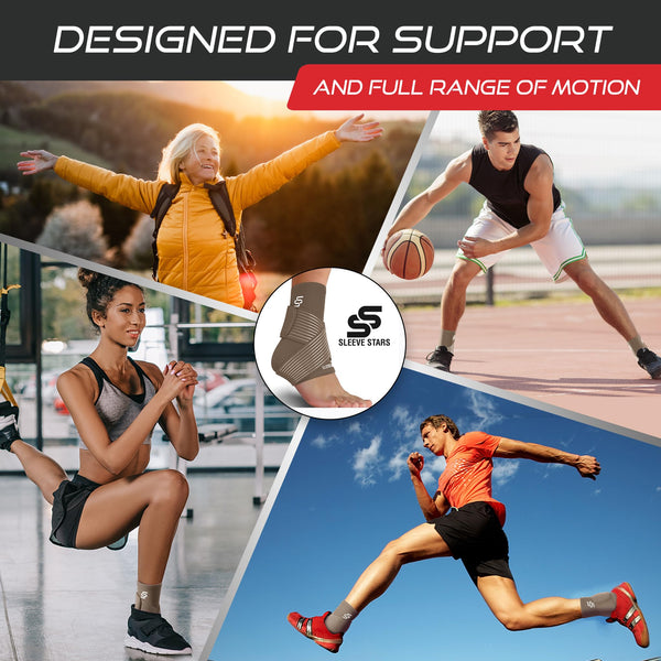 Sleeve Stars Ankle Brace for Sprained Ankle, Plantar Fasciitis Relief Ankle Support for Women & Men, Ankle Compression Sleeve w/Strap, Achilles Tendonitis Brace, Foot Brace Wrap (Single/Hot Pink)