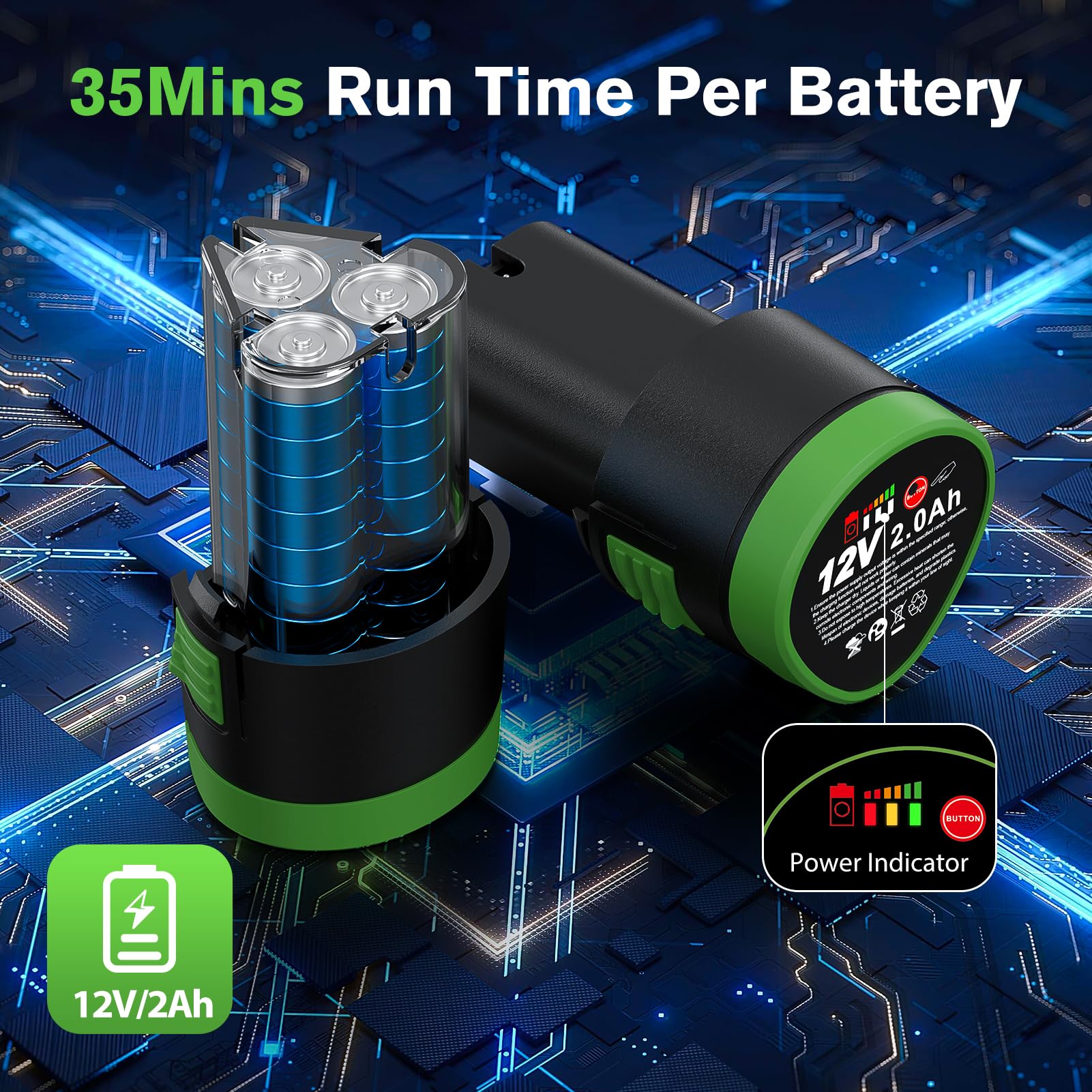 Ginour Cordless Car Polisher, 12V2Ah Batteried Car Buffer Polisher Machine, 6 Speed 2800~5000OPM Mini Polisher Rotary & Dual Action Car Polisher for Car Motorcycle Detailing, Backing Plates 2''/1.2''