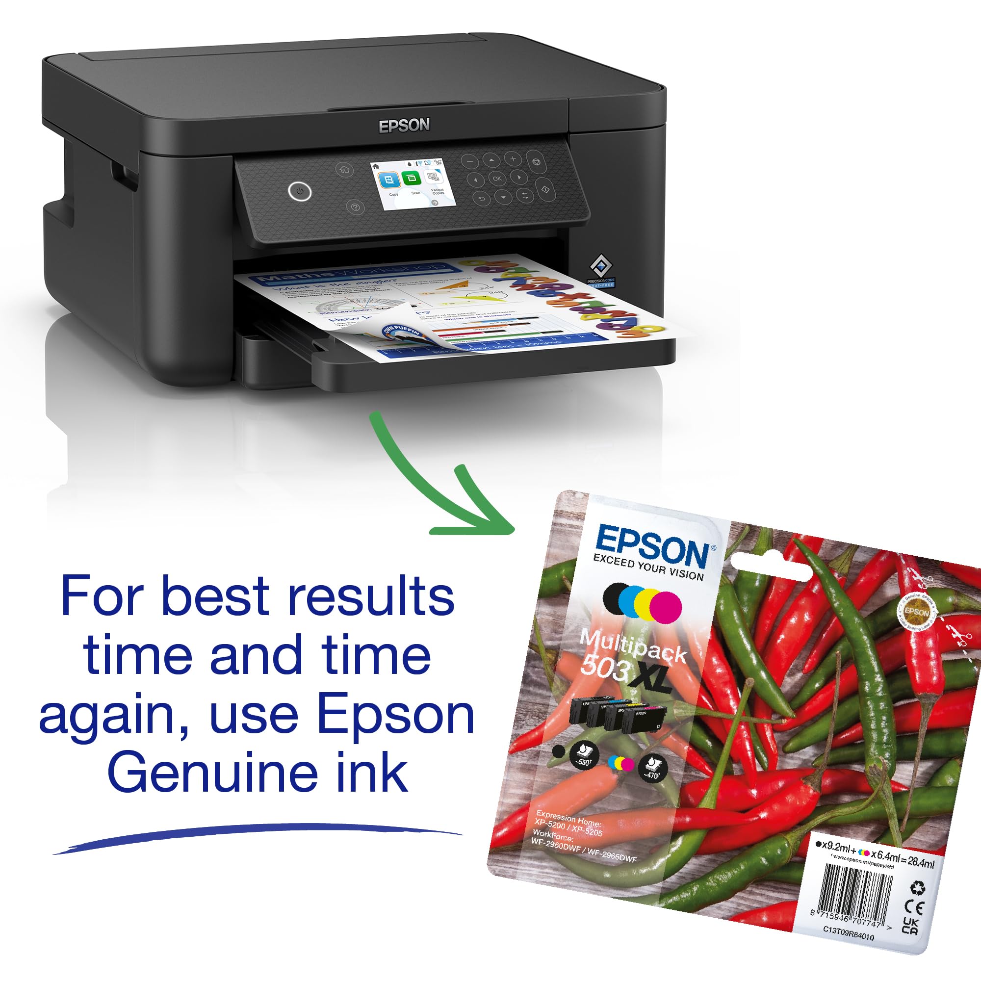 Epson Expression Home XP-4205 3-in-1 Ink Multifunction Printer, Scanner, Copier, WiFi, 1440dpi, Duplex, 2.4 Inch Display, DIN A4, incl. 3 Months Readyprint Flex Trial