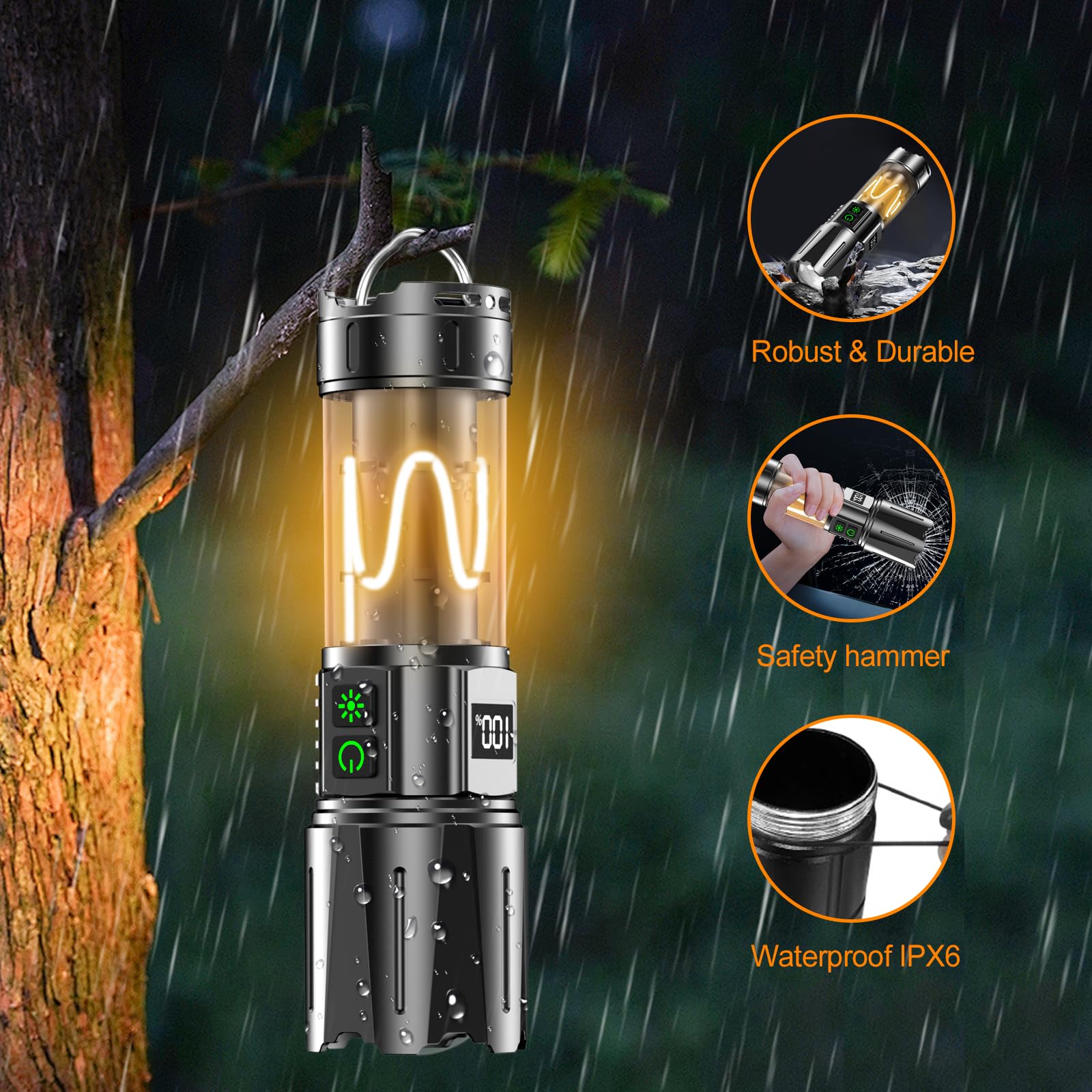 Relybo Torches Led Super Bright Rechargeable, 1000000 Lumens Flashlight Torches Battery Powered, 10 Modes Camping Torch, Powerful Torch Flash Light for Dog Walking Hiking Camping Emergency Gift