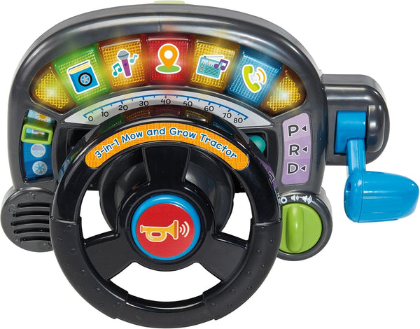 VTech 3-in-1 Mow and Grow Tractor, Ride-On Tractor, Push-Along Mower, Includes Driver Panel, Imaginative Play, Sound Effects, Interactive Play Suitable for Ages 12, 18, 24 Months, English Version