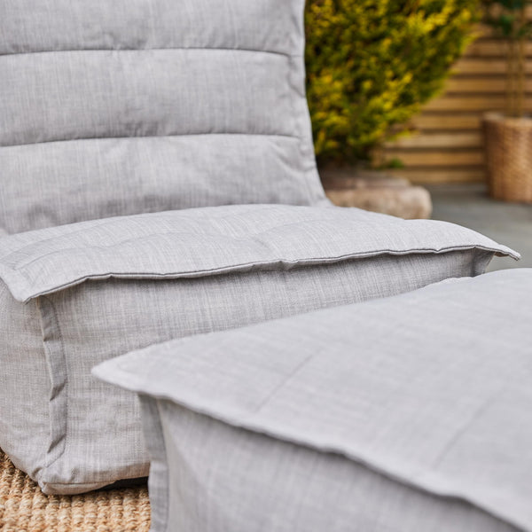 icon Dolce Lounge Bean Bag Chair and Footstool, Grey, Indoor Outdoor Beanbag, Large Adult Bean Bag with Filling Included, Floor Chair, Garden, Living Room Furniture, Bedroom Furniture