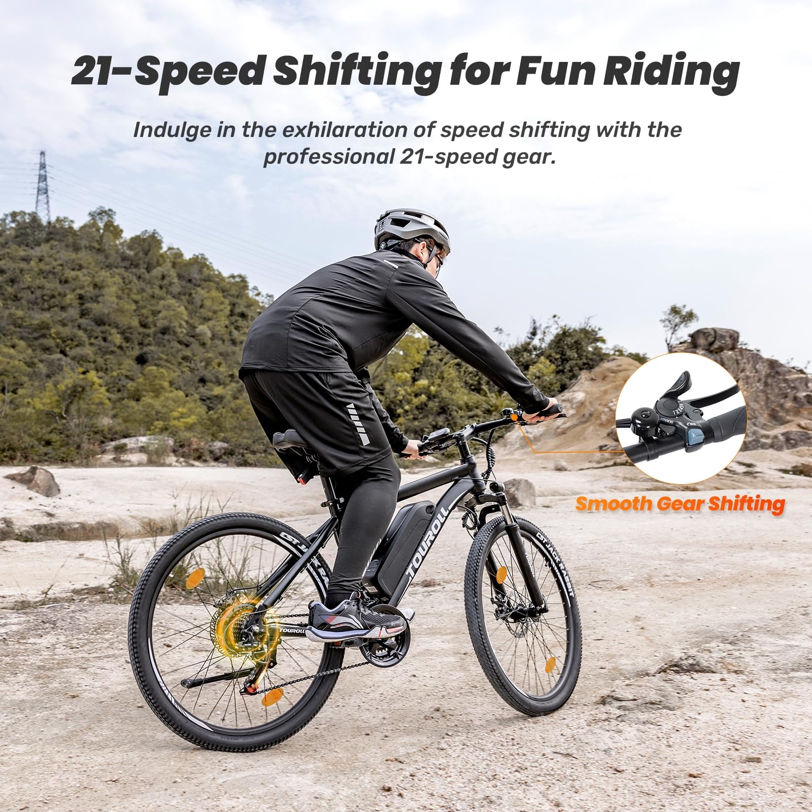 Touroll U1 Electric Mountain Bike, 26''/29'' Electric Bicycle Commute E-bike with 36V 13Ah Removable Battery, LED Display, Dual Disk Brake, 21 Speed, MTB for Teenagers and Adults