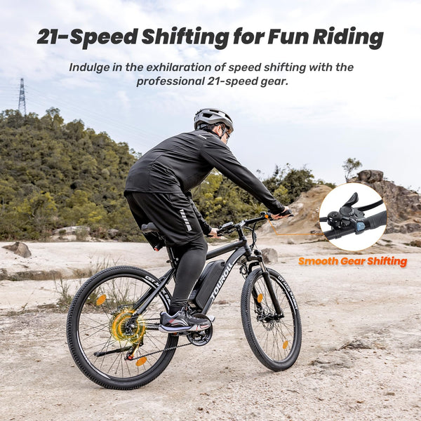 Touroll U1 Electric Mountain Bike, 26''/29'' Electric Bicycle Commute E-bike with 36V 13Ah Removable Battery, LED Display, Dual Disk Brake, 21 Speed, MTB for Teenagers and Adults