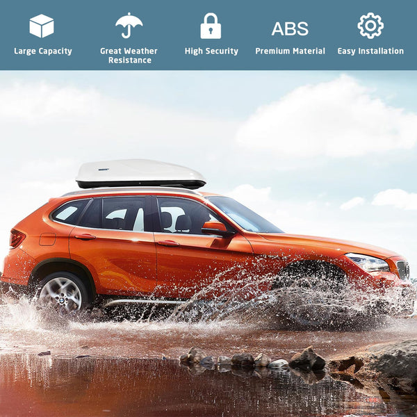 COSTWAY Car Roof Box, 400L Capacity Hard Roof Cargo Carrier with Security Keys & Dual Side Opening, Waterproof Rooftop Luggage Storage Box for Car, SUV, Van, Fits Most Cars (Black)