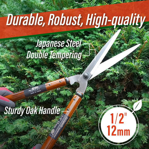SUIZAN Hedge Shears 575mm - Professional Japanese Garden Clippers for Precise Trimming Gardening Tools