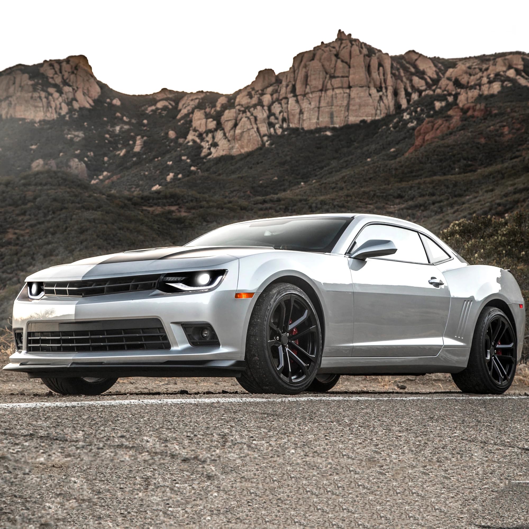 VLAND Motor Headlights compatible with 5th Gen Camaro LS, LT, SS, ZL1, Z/28 2014 2015, w/Sequential Turn signal, Driver & Passenger Side, not include bulbs