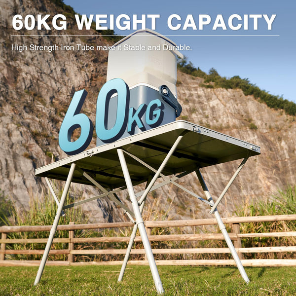 EVER ADVANCED Camping Table that Fold up for 4-6 Person, 4ft Folding Table Picnic Height Adjustable, Foldable Outdoor Heavy Duty, for Dining Garden