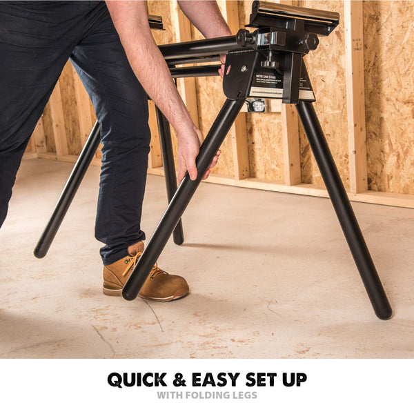 Evolution Power Tools EVOMS1 Mitre Saw Stand, Universal Compact Folding with Extending Support Arms, Fits Evolution, Makita, DeWalt, Bosch, Ryobi, Einhell and Metabo, Supports 150kg Weight & 3m Length