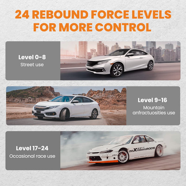 maXpeedingrods Coilover Kits for Civic EK EJ 1996-2000 24 Ways Adjustable Damper Shock Absorber Gray