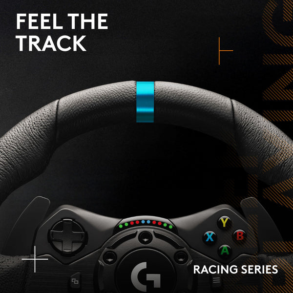 Logitech G G923 Racing Wheel and Pedals, TRUEFORCE up to 1000 Hz Force Feedback, Responsive Driving Design, Dual Clutch Launch Control, Genuine Leather Wheel Cover, for PS5, PS4, PC, Mac - Black
