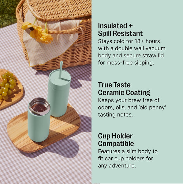 Fellow 16 oz Carter Cold Travel Mug for Water, Iced Tea, Coffee, Smoothies, Iced Coffee & More - Stainless Steel Vacuum-Insulated Iced Coffee Tumbler