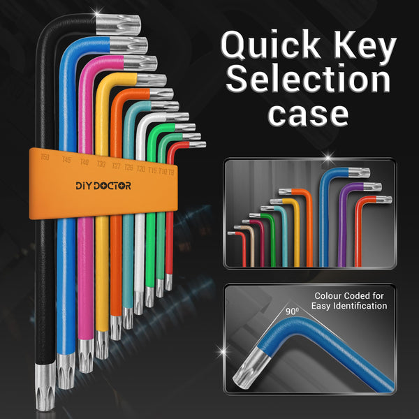 DIY Doctor Hex Key Set (9 Pieces) – Long Ball-End Allen Keys from 1.5mm to 10mm – Durable Hex Key Set