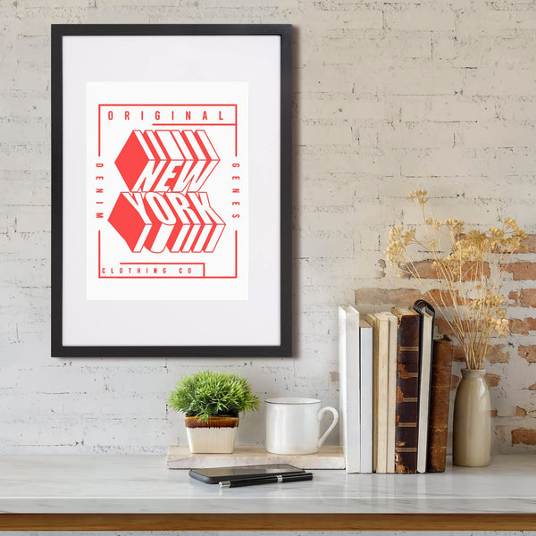 Fabian Clarke London A1 Modern Black Wooden Picture Photo Frame with White A2 Mount to Hang Portrait or Landscape