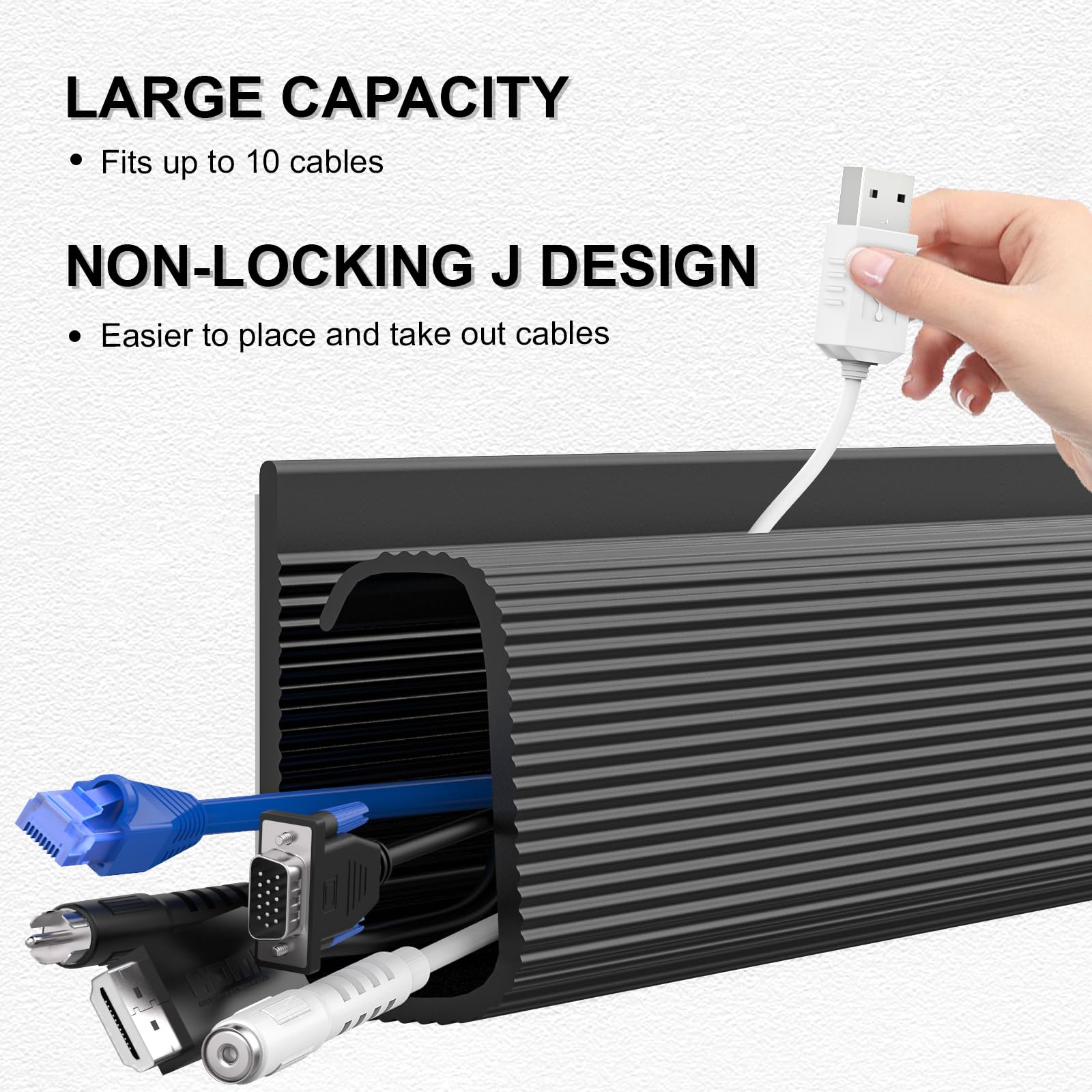 Mokani Cable Management Under Desk, 6 X 15.7in Desk Cord Cable Organizer, No-Drill Cable Raceway, Self-Adhesive Wire Organizer Cable Concealer, Cord Cover Cable Hider Cable Management Tray