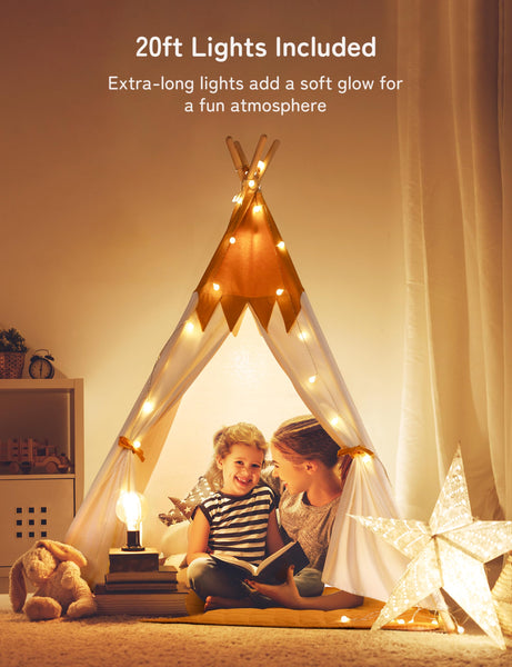 besrey Kids Play Tent Playhouse for Indoor & Outdoor – Spacious Design with Windows, Christmas Tree Flag & Lights Included