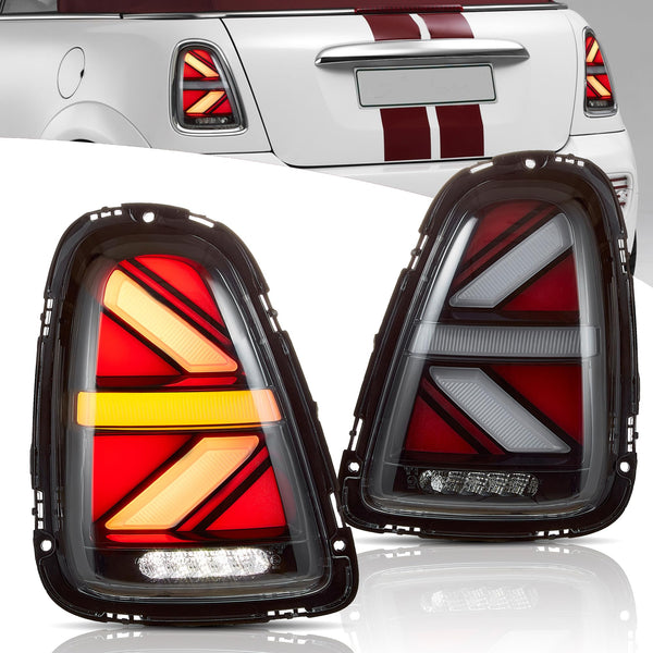 VLAND LED Rear Lights Compatible with Mini Cooper R56 R57 R58 R59 2007-2013, w/Startup Dynamic Display & Sequential Turn Indicator, 1 Set (Red)
