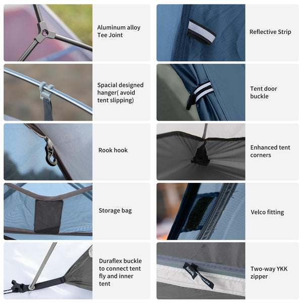 Naturehike Cloud up 2 Camping Tent 2 Man Backpacking Tent 3-4 Season Wild Country Tent Lightweight Dome Tent