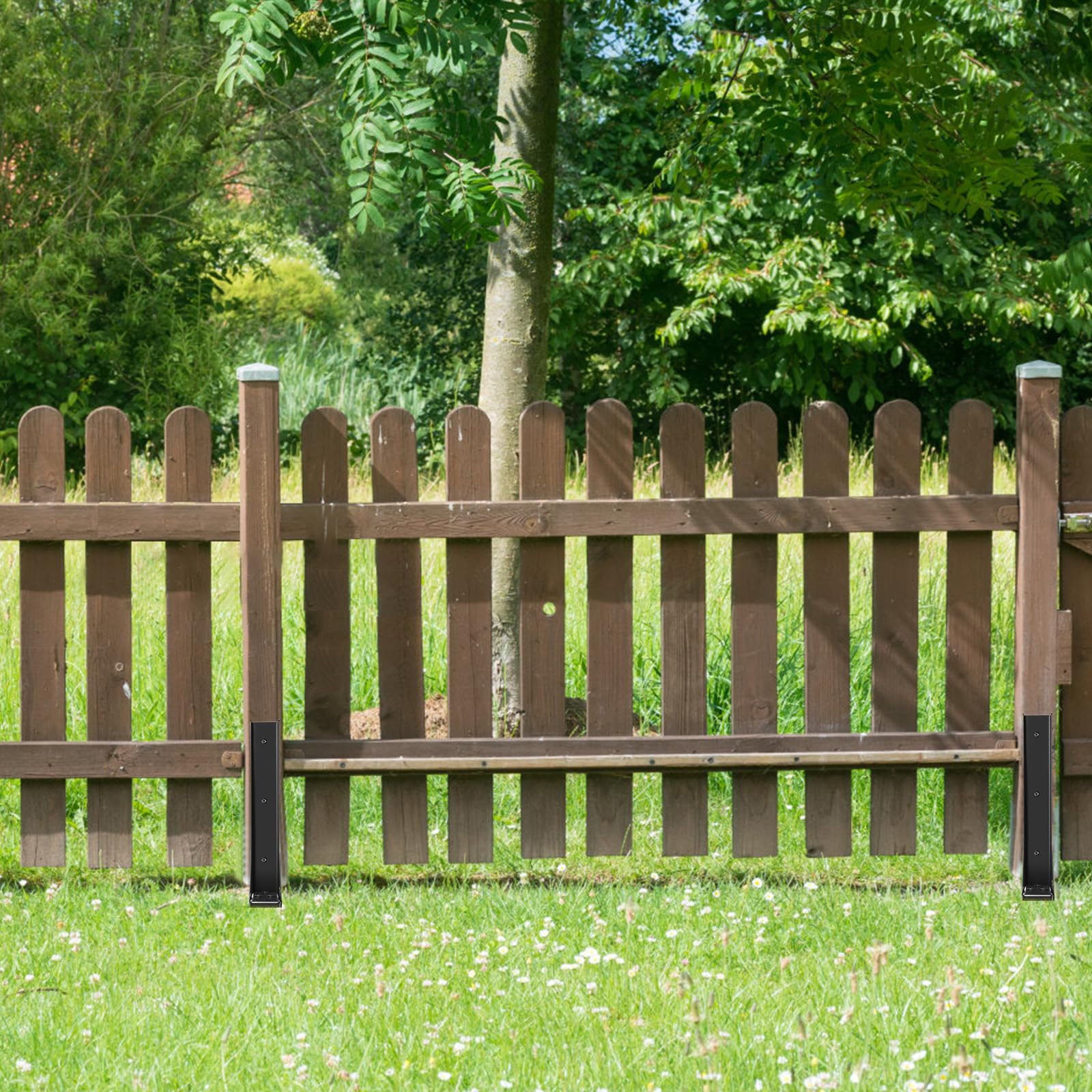 Fence Post Repair Spike - 2 Pack Heavy Duty Fence Post Support Ground Spike for Tilted or Broken Wooden Fence Posts, Durable Garden Fencing Solution