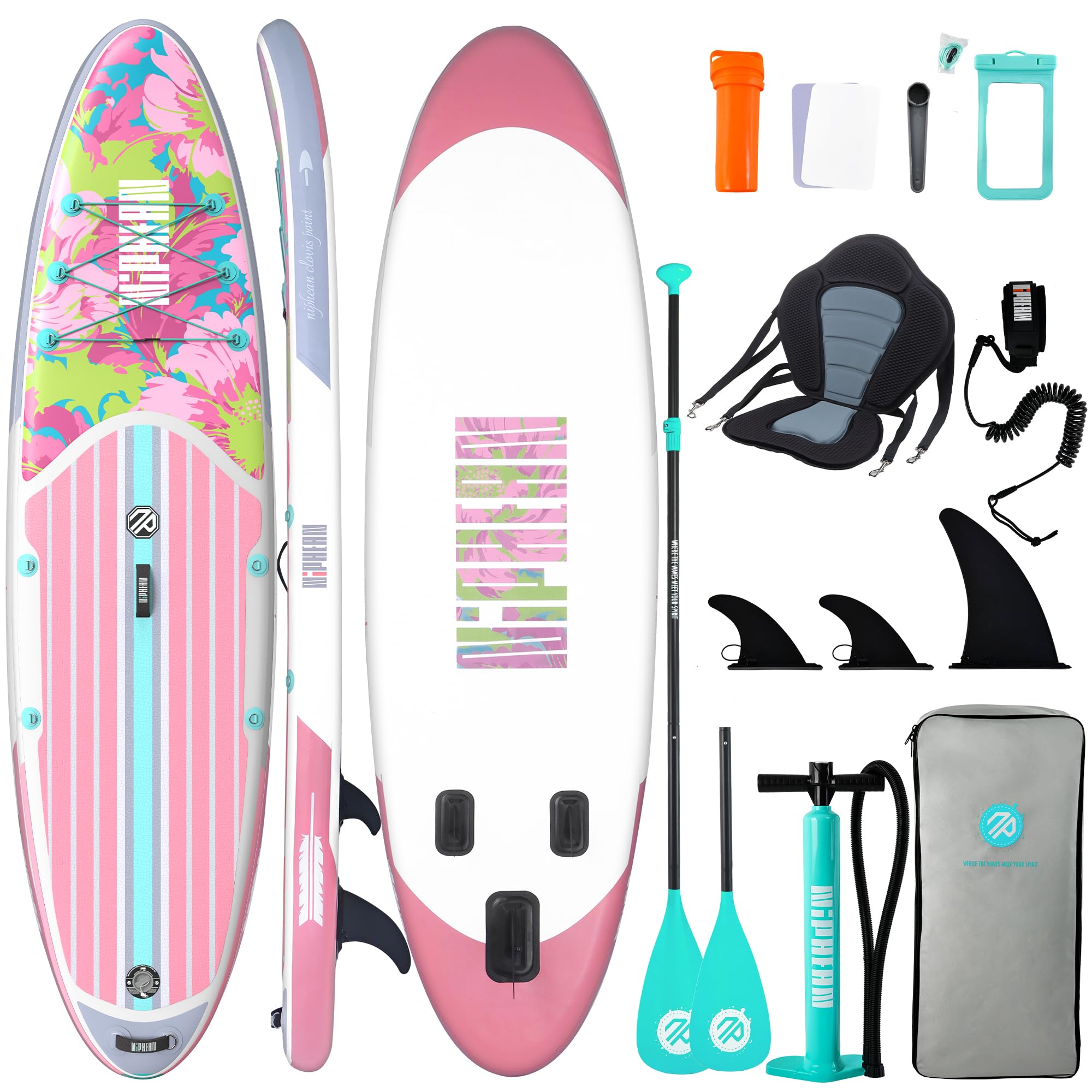 Niphean Inflatable Paddle Boards for Adults with All Accessories, 320cm Stand Up Paddle Board for All Skill Levels, SUP with 200kg Weight Capacity for 2 People, Inflatable Paddleboard with Seat