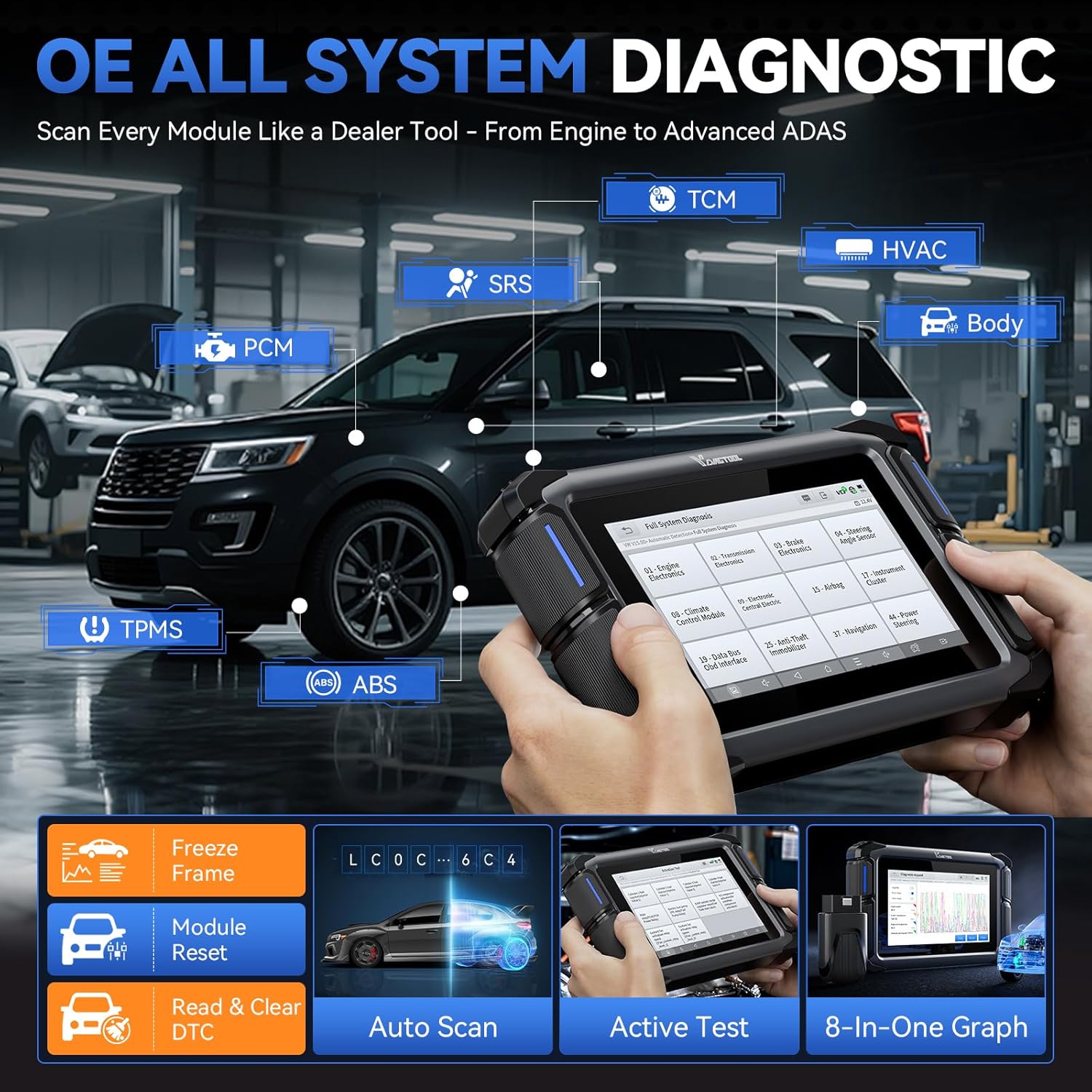 Car Diagnostic Tool VDIAGTOOL VD70S, 2025 Wireless OBD2 Scanner with Bidirectional Control, 36+ Resets, All System Diagnostic, ECU Coding, PMI, FCA Autoauth, CAN FD & DoIP, 3 Years Update