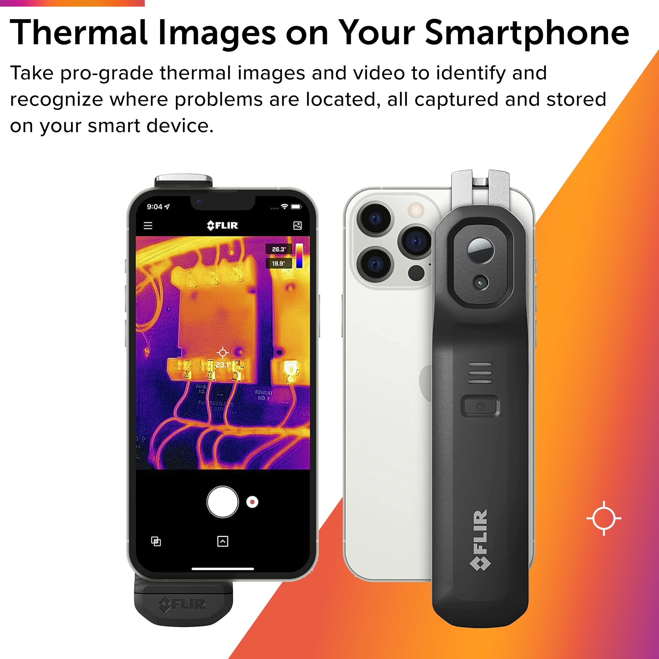FLIR EDGE - Wireless Bluetooth Thermal Imaging Camera for Smartphones, Compatible with all iOS and Android devices: Use for home inspection, HVAC, automotive, machine industries and more