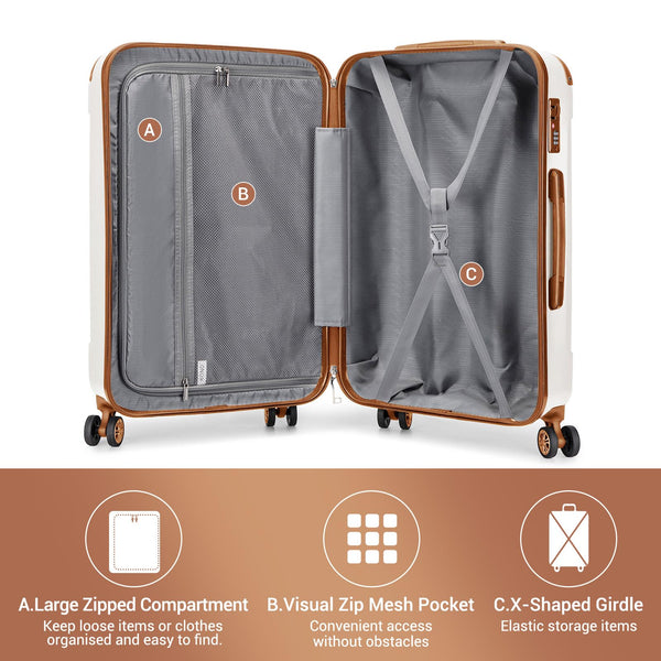 Kono 28 Inch Large Hard Shell Luggage Lightweight ABS 4 Wheels Spinner Business Trip Trolley Case Suitcase (Grey)