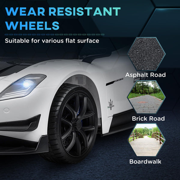 AIYAPLAY Maserati GT2 Licensed 12V Electric Car for Kids, Kids' Electric Ride on with Suspension System, Remote Control, USB, Music, Horn, Lights, Auxiliary Wheels, for Ages 3-5 Years, Grey