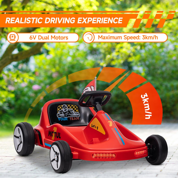AIYAPLAY Electric Go Kart, 6V Battery Powered Kids Go Kart with Music, Light, Horn, Kids, Ride on Car for 3-5 Years, Yellow