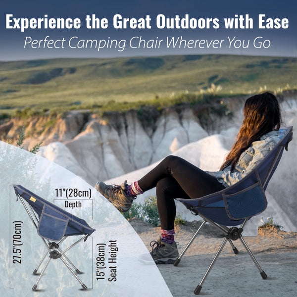 TREKOLOGY YIZI GO Camping Chair – Compact, Foldable, Lightweight 0.9 kg, 136 kg Capacity, Durable Aluminum, Quick Setup, Superior Support, Ideal for Backpacking, Beach, and Outdoor Adventures (Blue)