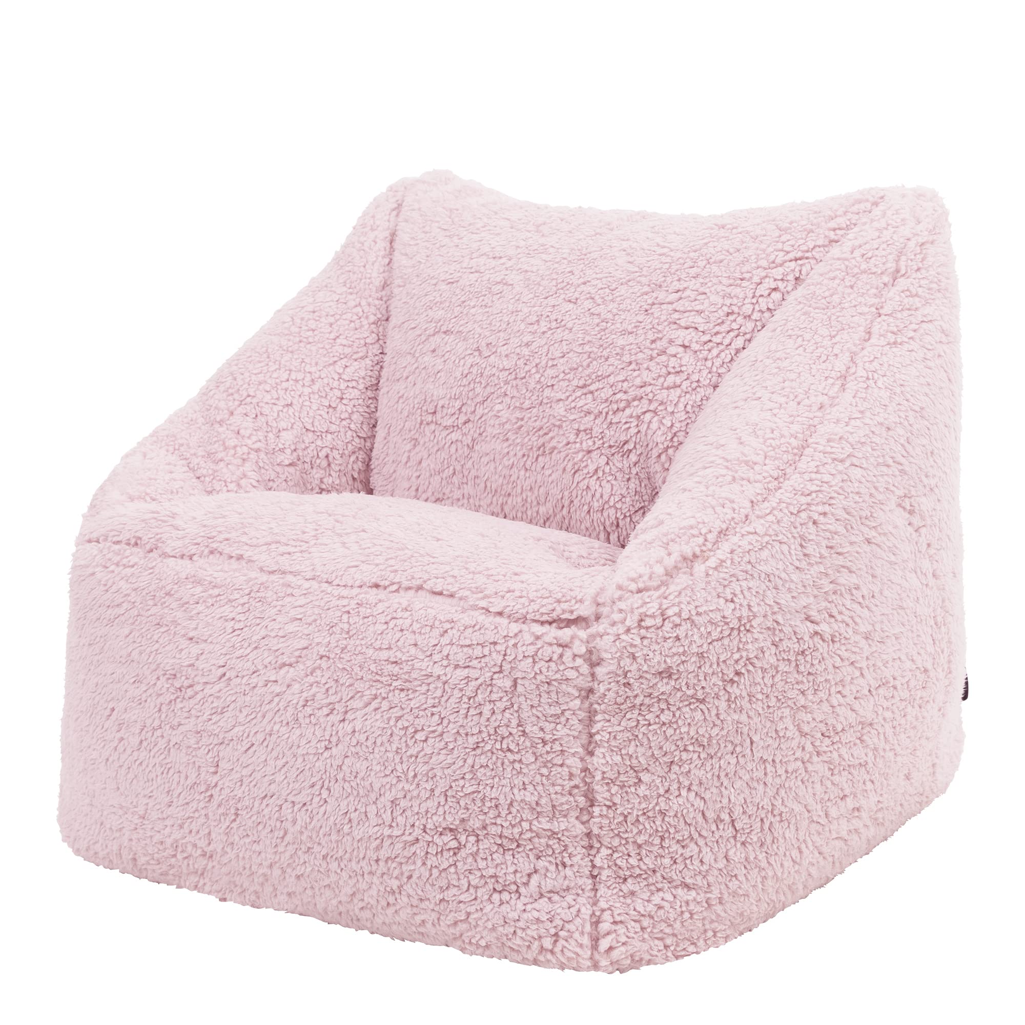 icon Kids Teddy Fleece Bean Bag Chair, Pink, Fluffy Kids Bean Bag Armchair with Filling Included for Girls and Boys, Childrens Chair, Nursery Dcor,
