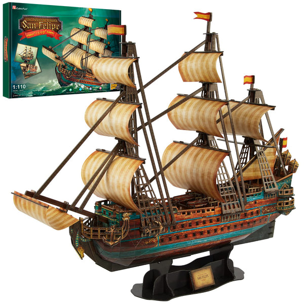CubicFun LED Pirates of the Caribbean Flying Dutchman Model Kits for Adults to Build 3D Jigsaw Puzzles Ship Model Building Gifts for Adults Kids Girls Boys - 360 Pieces