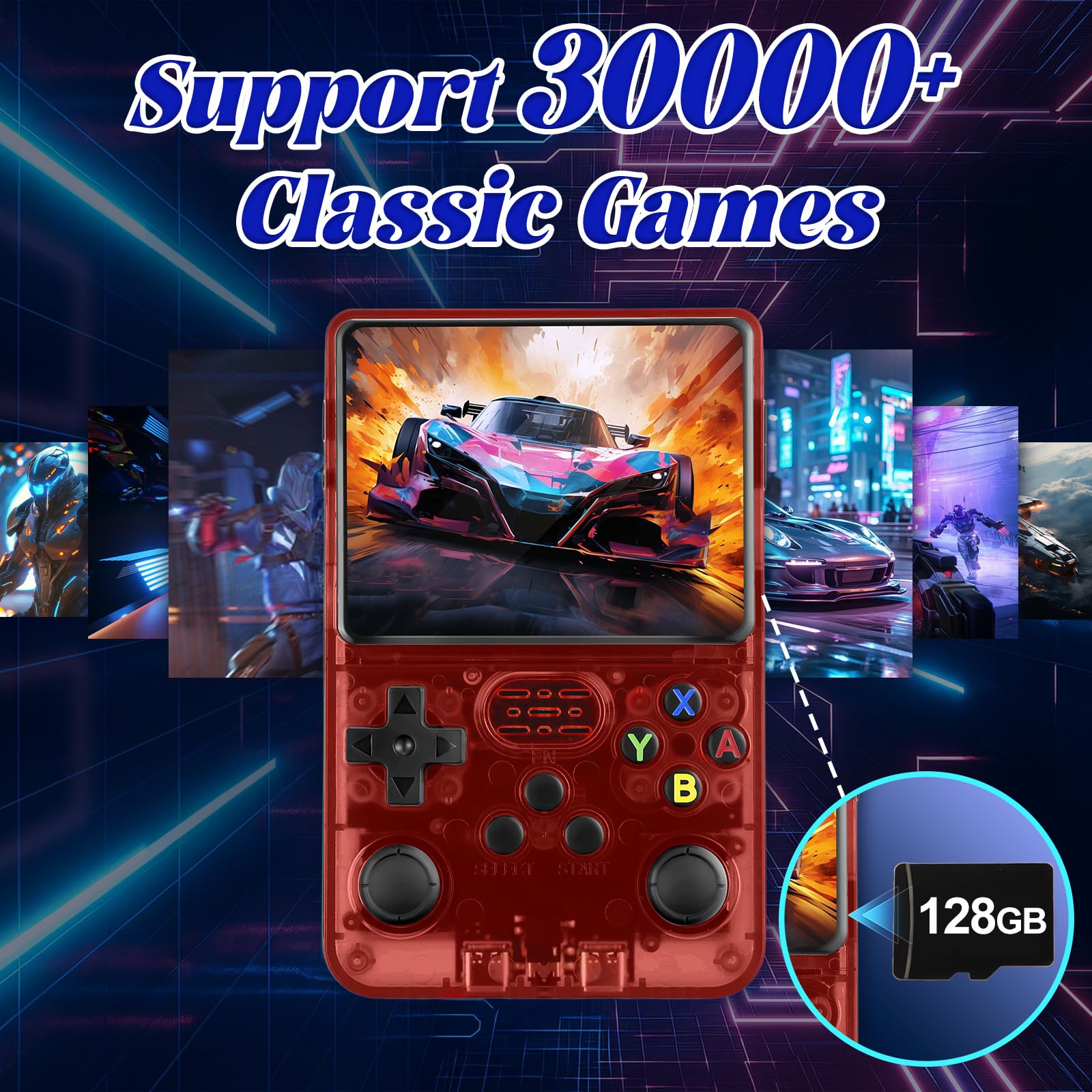 Blidinner R36S Retro Handheld Games Console -With Open Source Linux System,3000mAh Battery,3.5 Inch HD Screen,64G TF Card,20,000+ Classic Games,Portable Mini Game Console for Teens and Adults-Black