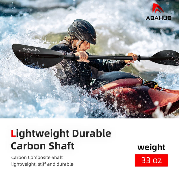 Abahub 1 x Carbon Kayak Paddles, 90.5 Inches Kayaking Oars for Boating, Canoeing with Paddle Leash, Carbon Fiber Shaft Black Plastic Blades