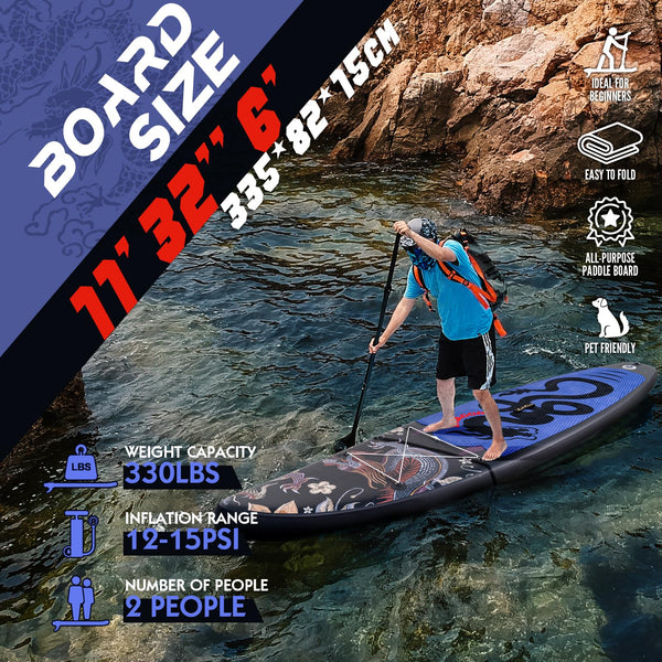 FEATH-R-LITE 10' &11' Inflatable Ultra-Light Stand Up Paddle Board for All Skill Levels Included with SUP, Adj Paddle, Pump, Backpack, Leash