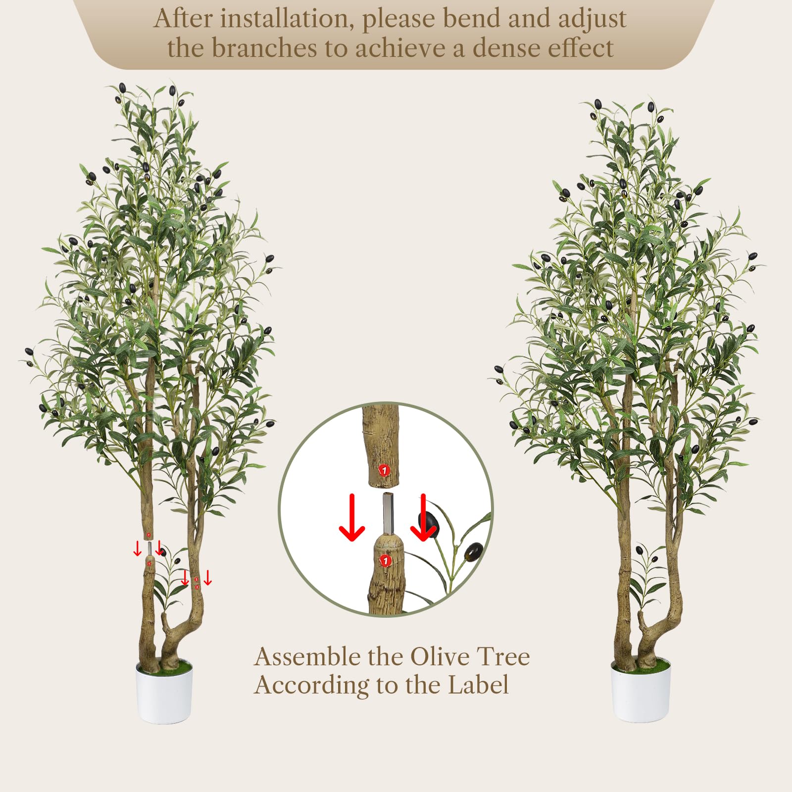 Alupssuc 5FT Artificial Olive Tree Big tall Fake Plants, 5 Feet Artificial Olive Silk Plants Indoors with Curved Trunk in Pots, Fake Tree for Home