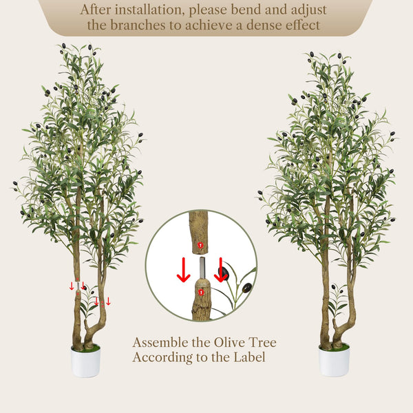 Alupssuc 5FT Artificial Olive Tree Big tall Fake Plants, 5 Feet Artificial Olive Silk Plants Indoors with Curved Trunk in Pots, Fake Tree for Home