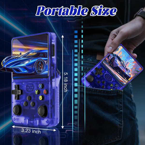 Blidinner R36S Retro Handheld Games Console -With Open Source Linux System,3000mAh Battery,3.5 Inch HD Screen,64G TF Card,20,000+ Classic Games,Portable Mini Game Console for Teens and Adults-Black