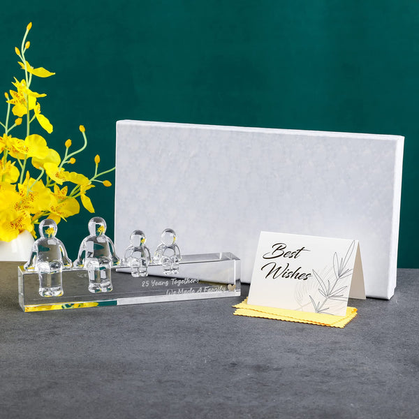 Movdyka Crystal Silver 25th Wedding Gifts on Anniversary for Her Wife, 25 Years Together We Made A Family Glass Ornament Keepsake for Parents (2