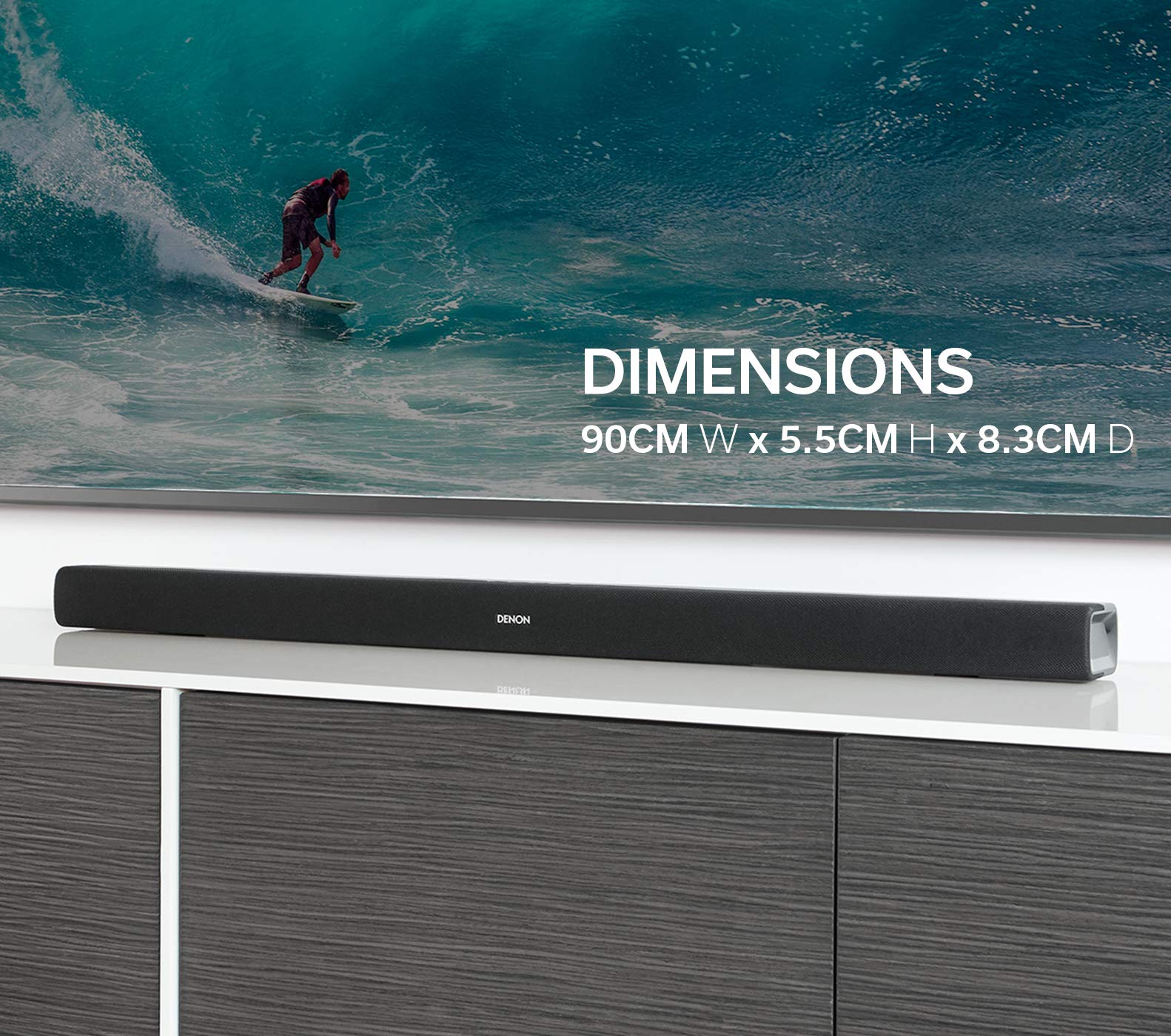 Denon DHT-S316 Soundbar and Wireless Subwoofer for Surround Sound, Bluetooth Sound Bar with Dolby Digital, DTS Decoding, Dialogue Enhancer, HDMI ARC, Wall Mountable, Music Streaming