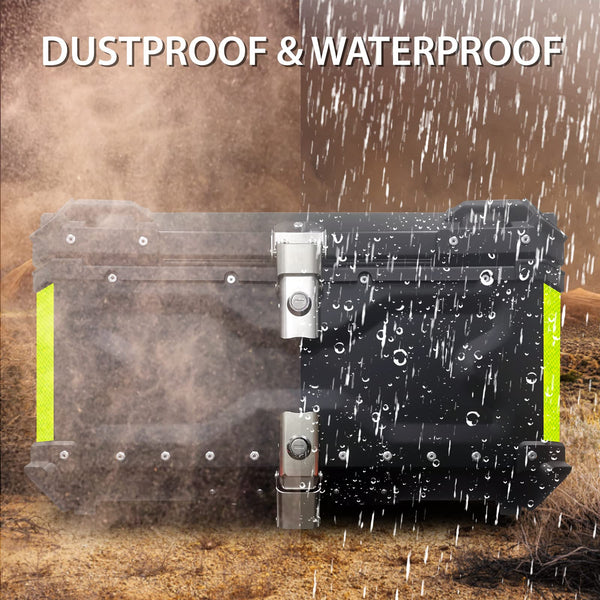 VOKKA Motorcycle Top Box, 65L Aluminium Alloy Waterproof Dustproof and Anti-Theft, Luggage Box for Storage Helmet, Motorbike Top Case with Backrest and Baseplate (Silver)