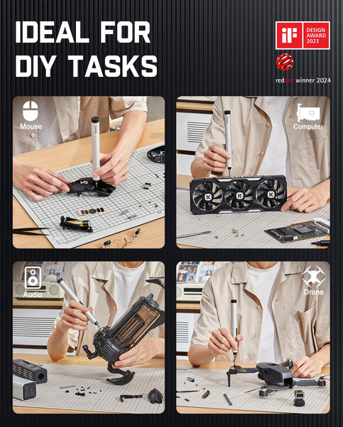 Fanttik E1 Max 3.7V Electric Screwdriver, Mini Precision Screwdriver Set, 50 Magnetic Bits, Magnetic Storage, 5/32‘’Hex, Repair Tool Kit for Electronics Phone Camera Laptop Watch (Grey)