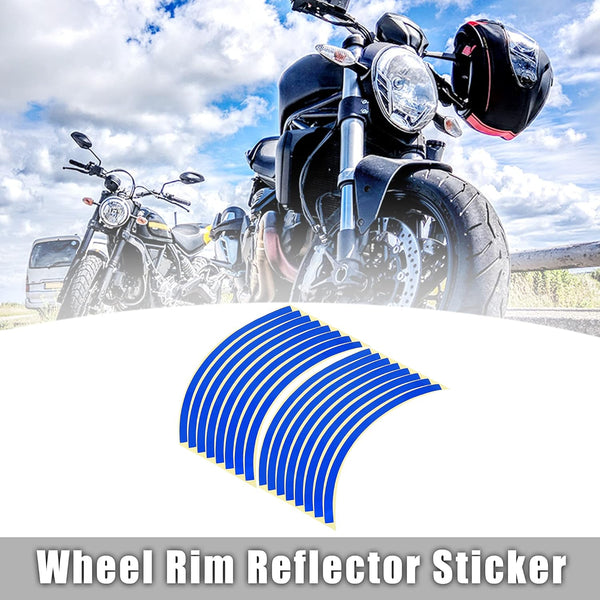 X AUTOHAUX 16pcs Fit 12" Wheel Motorcycle Car Wheel Rim Sticker Strips Blue
