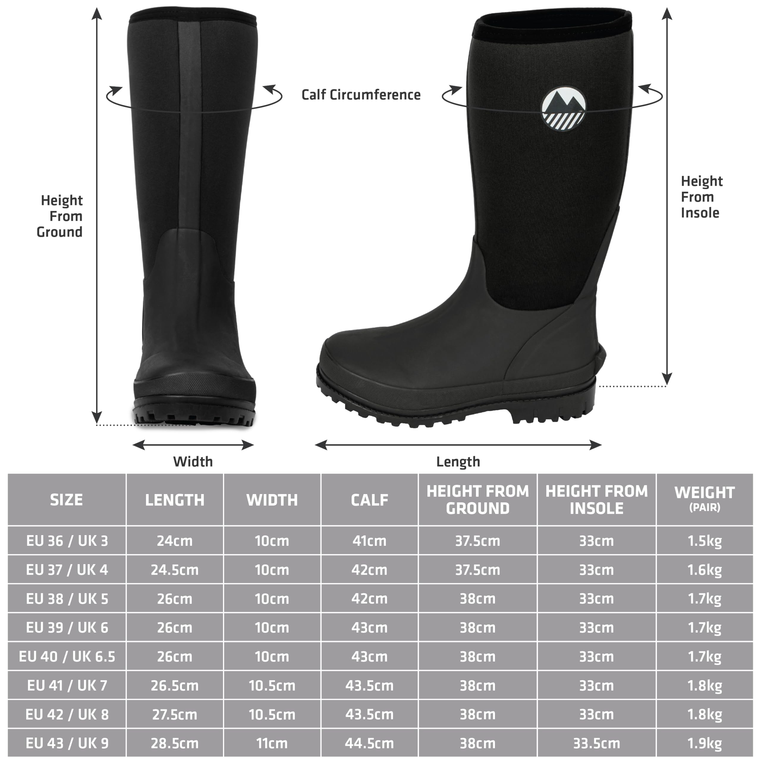 Lakeland Active Women's Rydal Neoprene Insulated Rubber Mucker & Yard Wellington Boots Warm Lined Fully Knee High Waterproof Wellies in Black, Moss Green, Navy Blue & Plum
