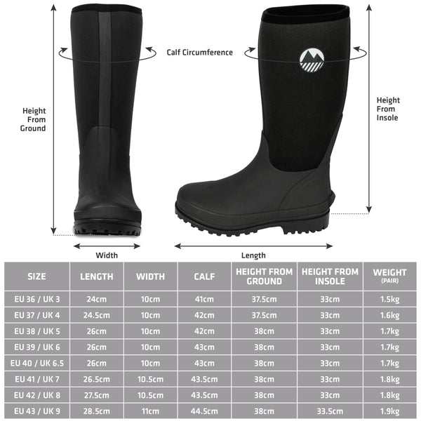 Lakeland Active Women's Rydal Neoprene Insulated Rubber Mucker & Yard Wellington Boots Warm Lined Fully Knee High Waterproof Wellies in Black, Moss Green, Navy Blue & Plum