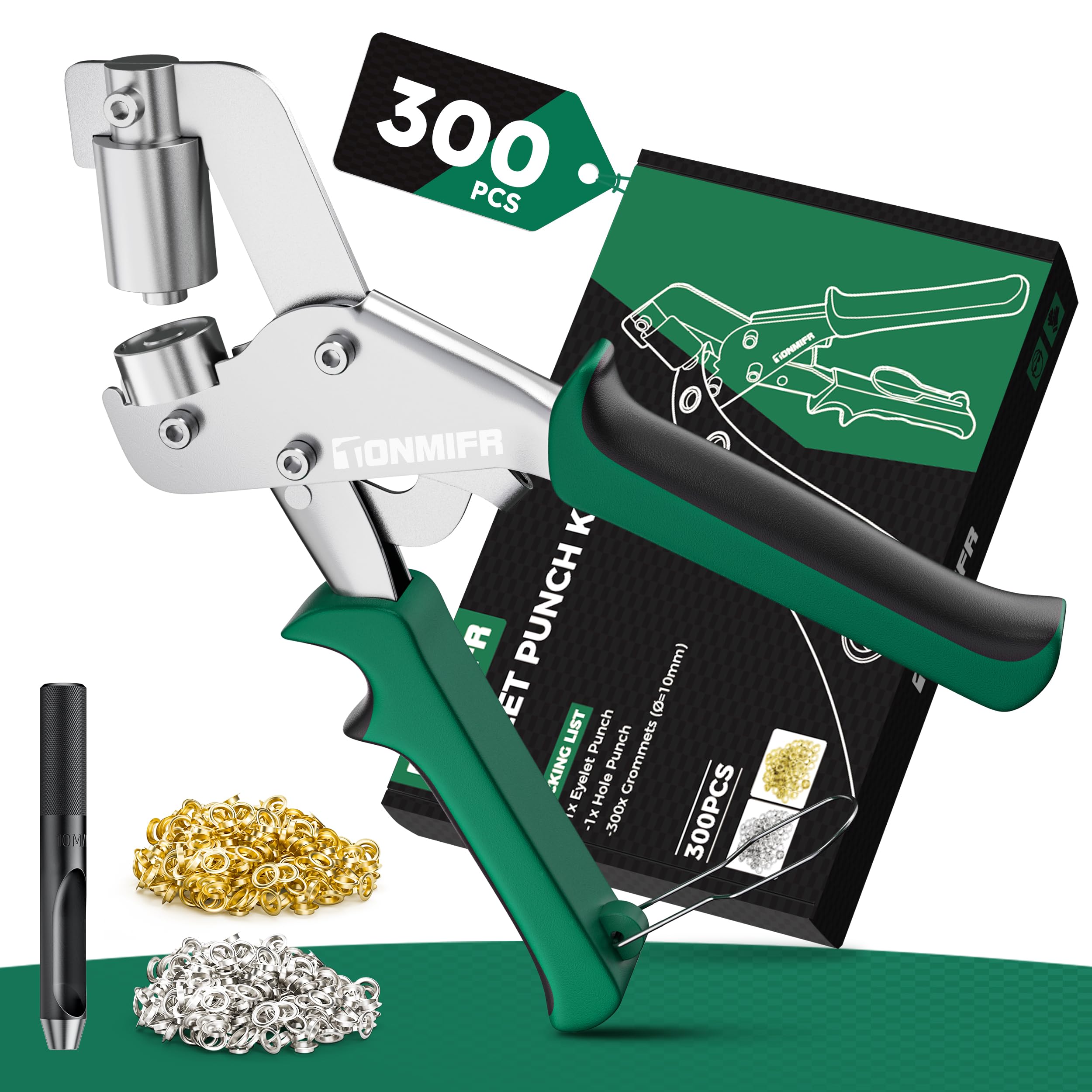 Professional Leather Hole Punch Plier - Tonmifr Heavy Duty 6 Sizes Belt & Watch Band Hole Puncher Tool, Leather Craft Tool for Belts, Handbags, Straps, Precision Ground Punches with Non-Slip Grips