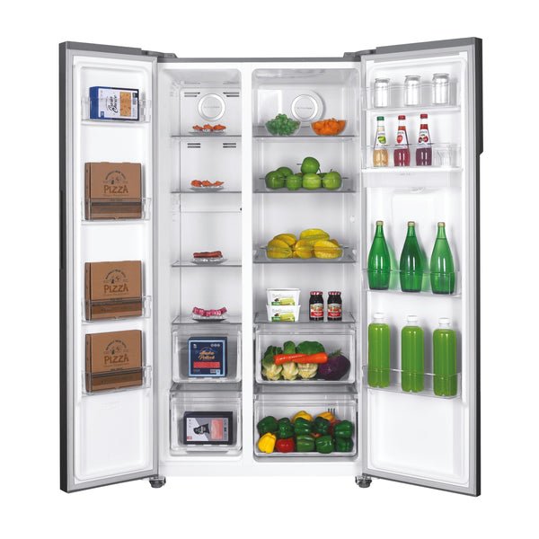 Hoover H-FRIDGE 500 MAXI Freestanding American Fridge Freezer with Water Dispenser, Side by Side, Total No Frost Technology, E Class, 532L Total Capacity, Inox, 91x67x177 cm - HHSBSO6174XWDK-1