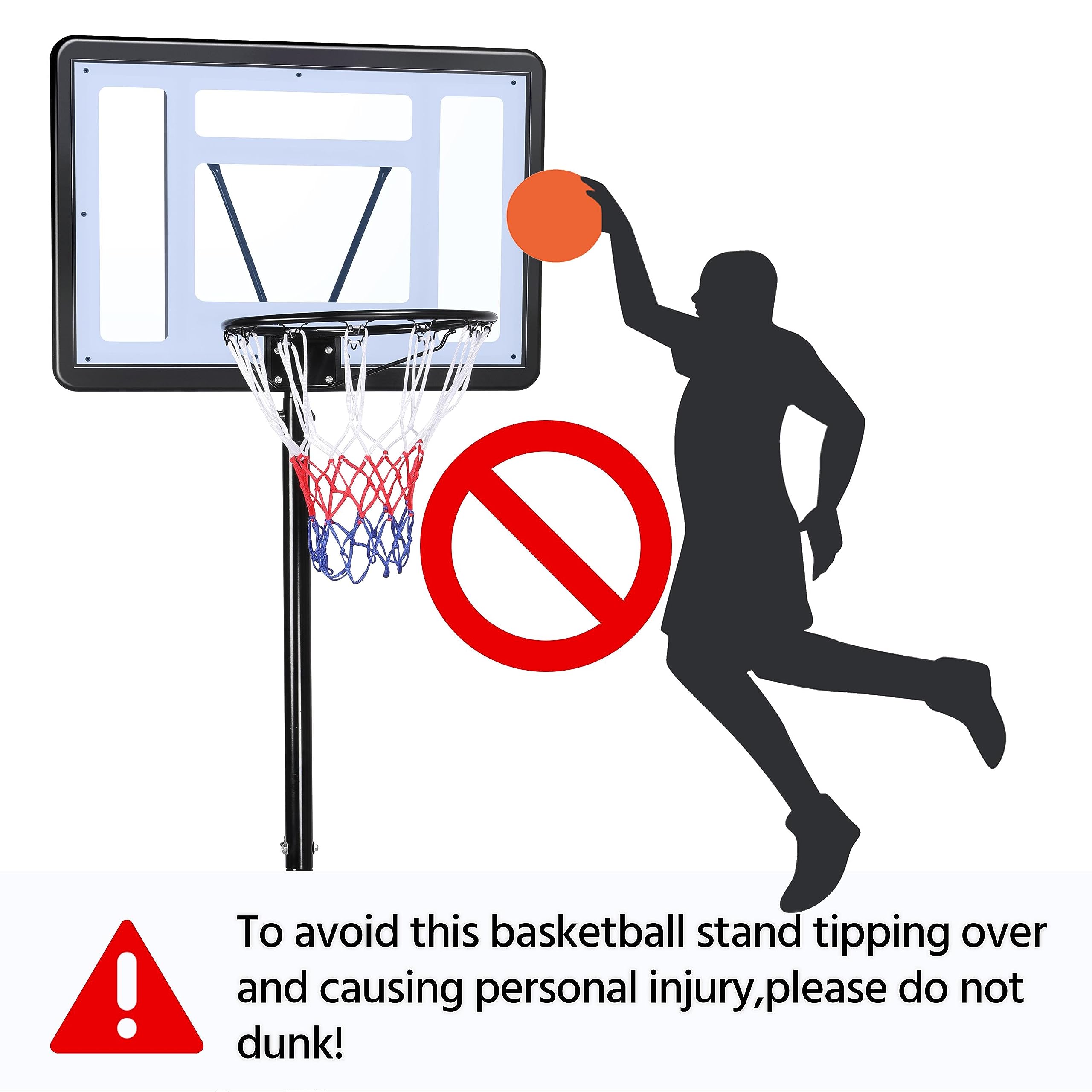 Yaheetech Outdoor Adjustable Basketball Stand, Portable Basketball Hoop Net System on Wheels