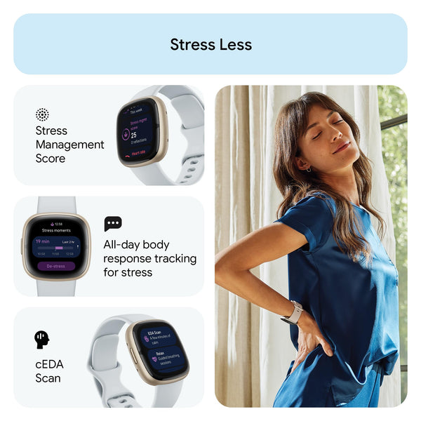 Google Fitbit Sense 2 Health and Fitness Smartwatch with built-in GPS, advanced health features, up to 6 days battery life - Compatible with iOS 15 or higher & Android OS 9.0 or higher